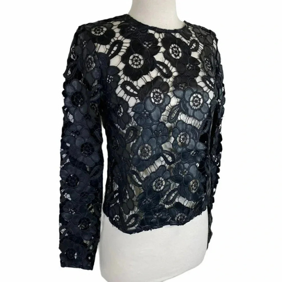 Bisou Bisou XS faux leather lace style top LNC - Picture 2 of 5